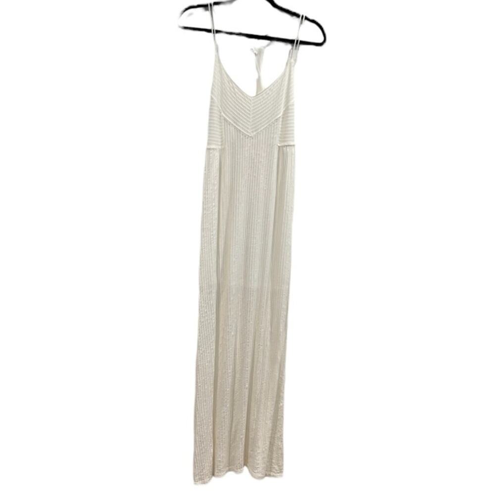 MNG Mango White Knit Maxi Dress Open Back Beach Resort XS